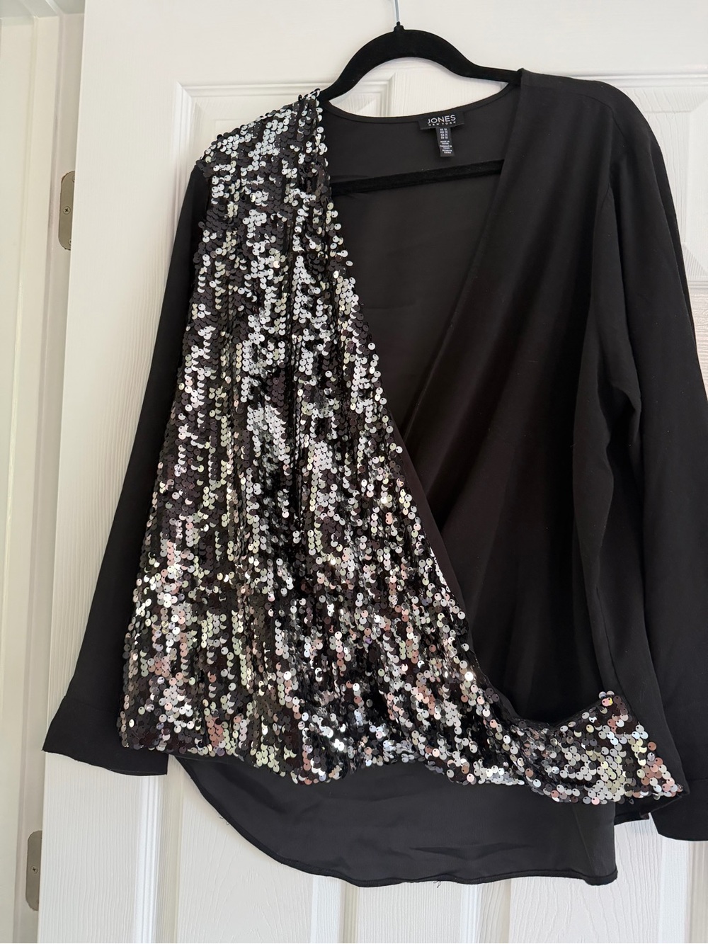 Jones New York Black Sequin Blouse